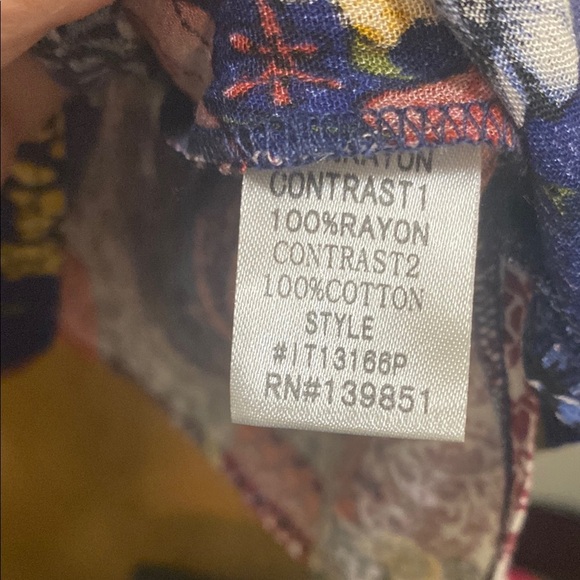 Blue and Yellow Graphic Tunic with Mandarin Collar - Picture 6 of 7